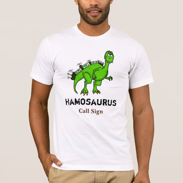 Ham Radio Dinosaur T-shirt Anpassa det! (Framsida)