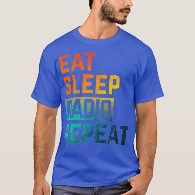 Ham Radio Eat Sleep Repeat Watercolor T Shirt (Framsida)