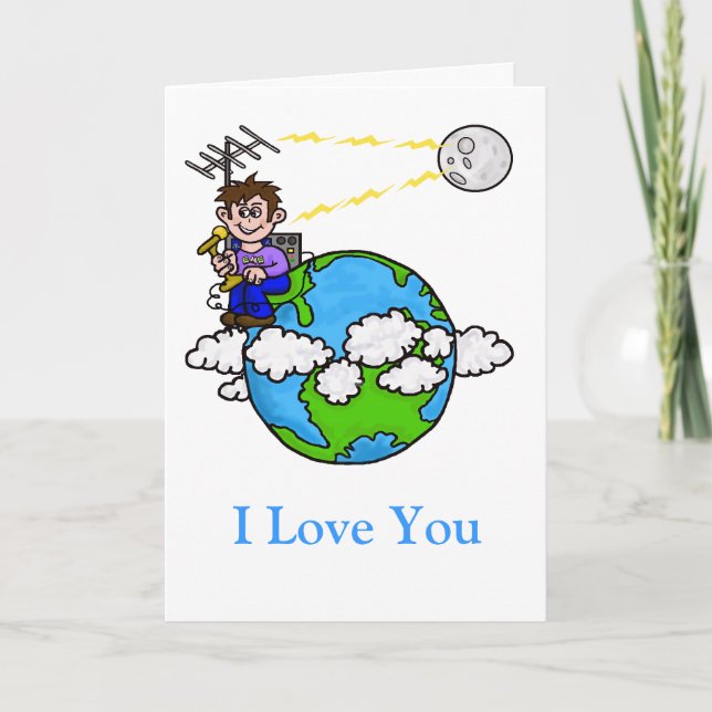 Ham Radio EME Valentine's Day Card Anpassa det. Helgkort (Framsida)