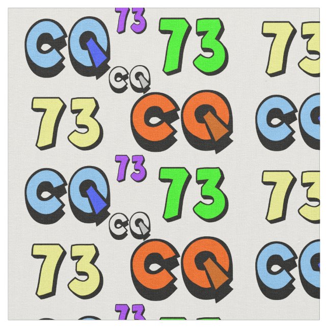 Ham Radio Fabric 73 och CQ Tyg (Närbild)