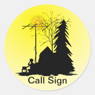 Ham Radio Fält Day Operator Silhouette Stickers Runt Klistermärke