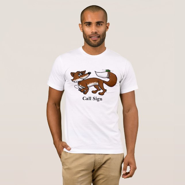 Ham Radio Fox Hunting Fox med anropssignal T-Shirt (Hel framsida)
