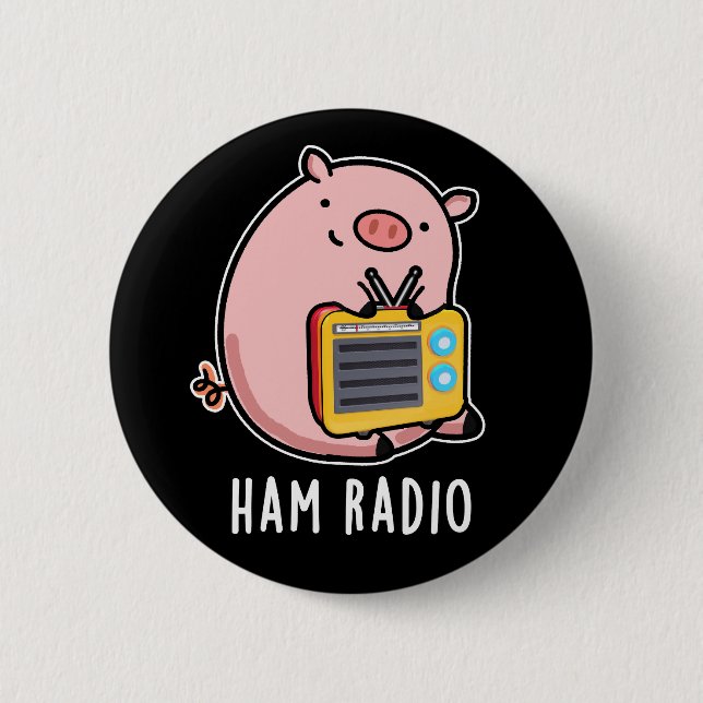 Ham Radio Funny Gris Pun Mörk BG Knapp (Framsida)
