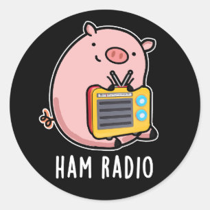 Ham Radio Funny Gris Pun Mörk BG Runt Klistermärke