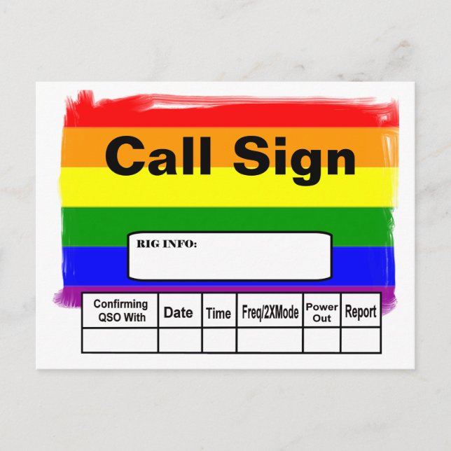 Ham Radio Gay pride Rainbow Flagga QSL-kort Vykort (Framsida)