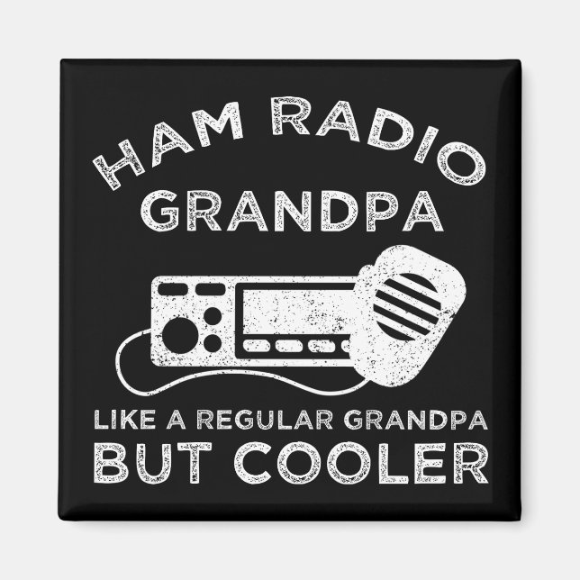 Ham Radio Grandpa som vanlig morfar men kylare Magnet (Framsidan)