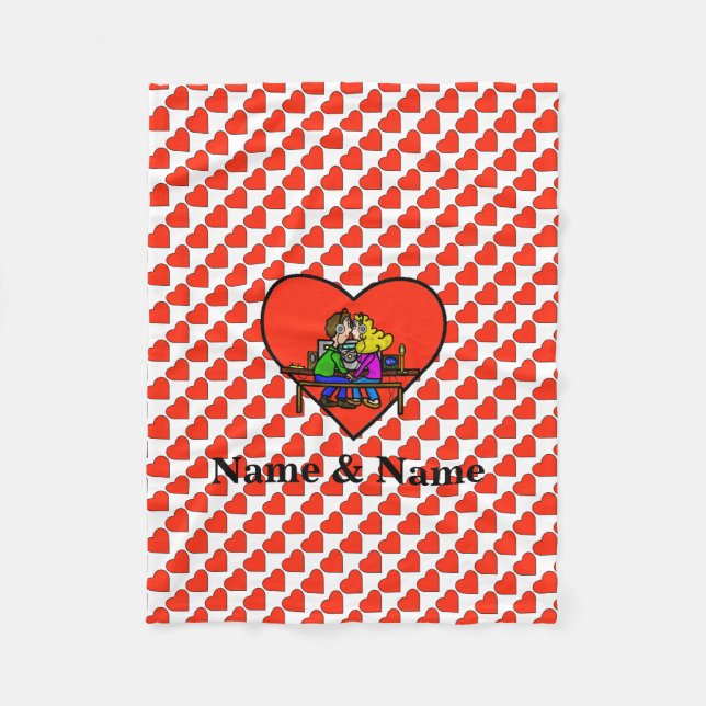 Ham Radio Kissing Couple Fleece Blanket Customized (Framsidan)