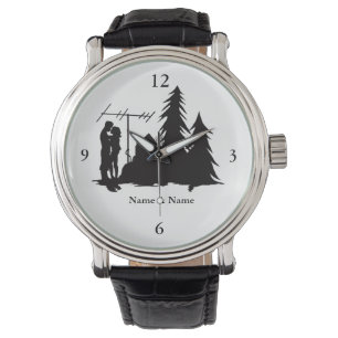 Ham Radio Kissing Couple Silhouette Watch Armbandsur