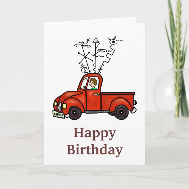 Ham Radio Mobile Rig Lastbil Birthday Card Kort (Framsida)