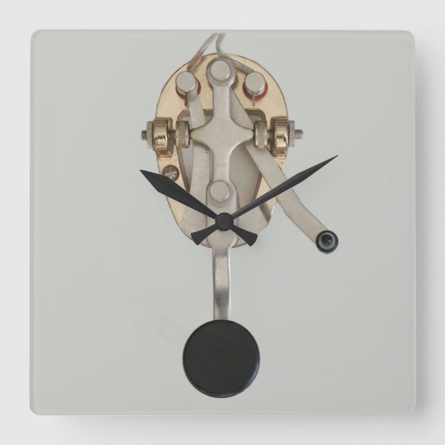 Ham Radio Morse Code Keyer Wall Clock Fyrkantig Klocka (Framsida)