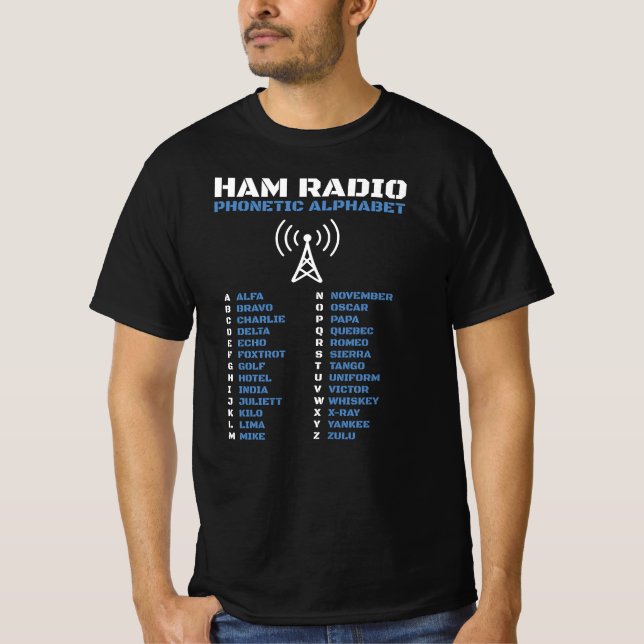 Ham Radio Natos fonetiska alfabet Design T Shirt (Framsida)
