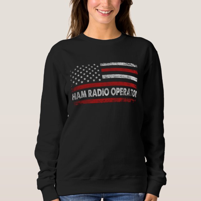 Ham Radio Operator American USA Flag Amateur Radio T Shirt (Framsida)