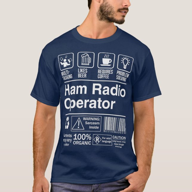 Ham Radio Operator Product Label Funny Gift T Shirt (Framsida)
