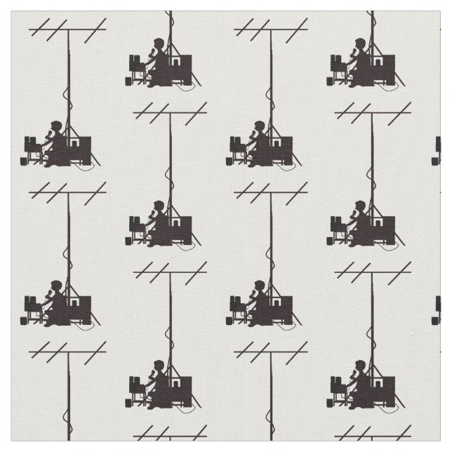 Ham Radio Operator Silhouette Fabric Tyg (Närbild)