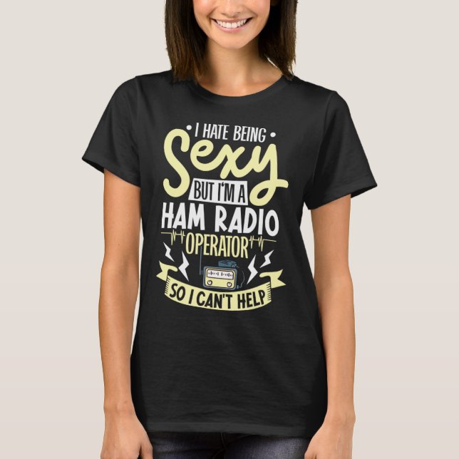 ham radio radio operator amateur radio morse code t shirt (Framsida)
