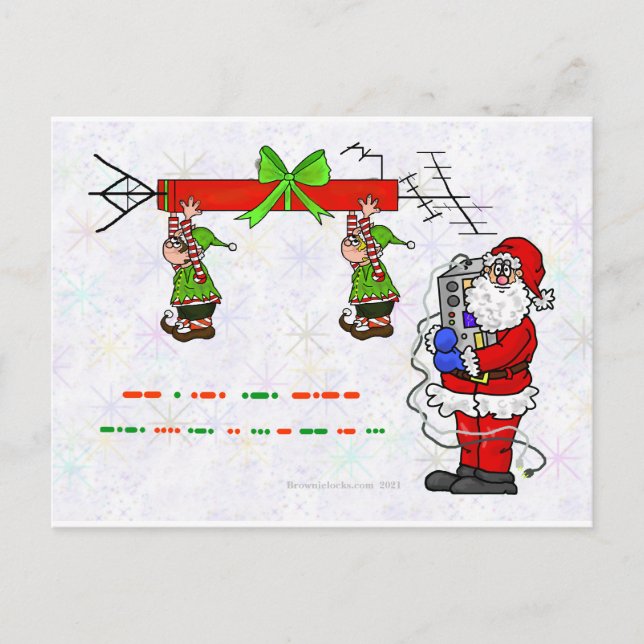 Ham Radio Santa and Elves julkort Vykort (Framsida)