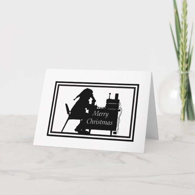 Ham Radio Santa Operator Silhouette julkort Kort (Framsida)