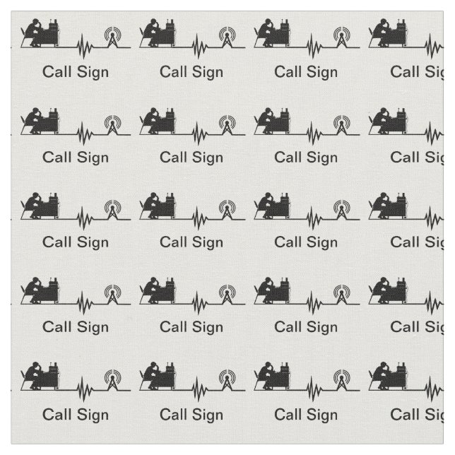 Ham Radio Silhouette Fabric med anropssignal Tyg (Närbild)