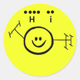 Ham Radio Sticker +"Hi" i Morse Code Runt Klistermärke