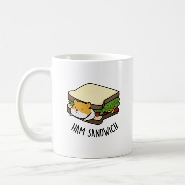 Ham Sandwich Funny Hamster Pun Kaffemugg (Vänster)