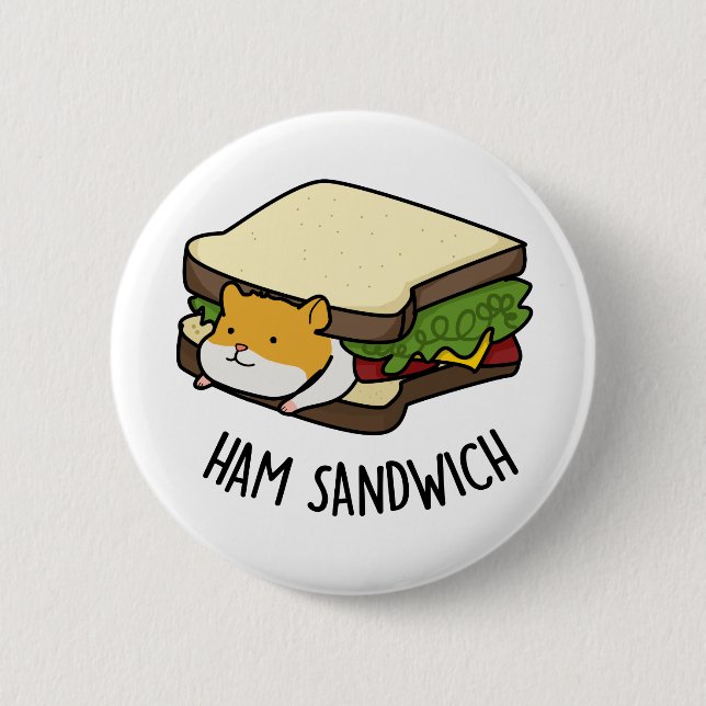 Ham Sandwich Funny Hamster Pun Knapp (Framsida)