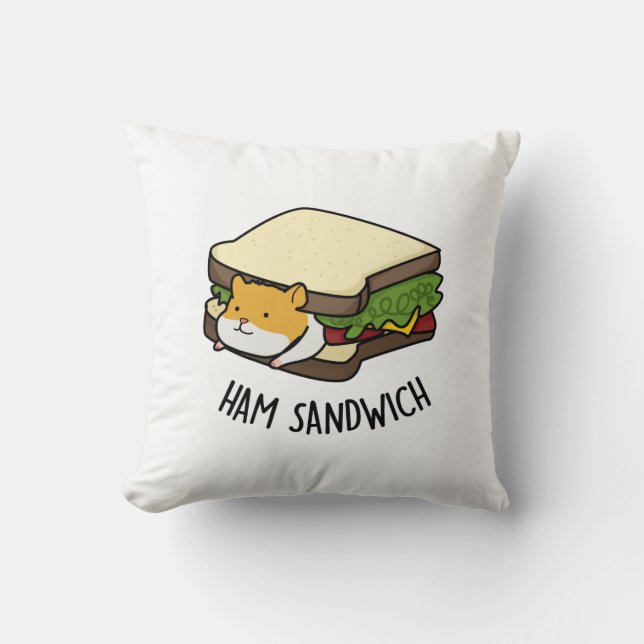 Ham Sandwich Funny Hamster Pun Kudde (Framsida)