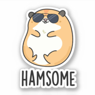 Ham-some Funny Handsome Hamster Pun Klistermärken