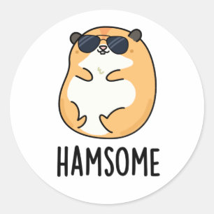 Ham-some Funny Handsome Hamster Pun Runt Klistermärke