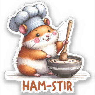 Ham-stir Funny Kawaii Hamster Pun Sticker Klistermärken