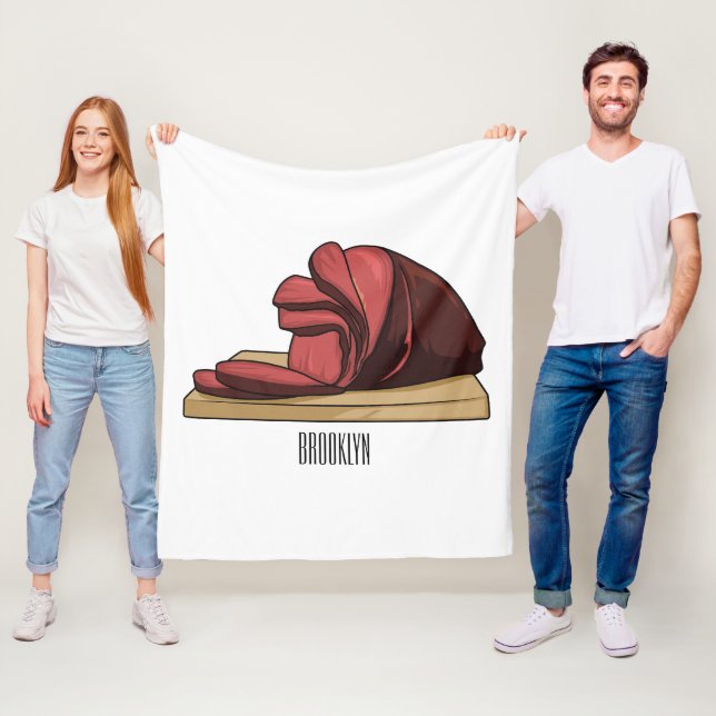 Ham tecknad illustration fleecefilt (På plats)