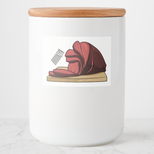 Ham tecknad illustration mat etiketter (Framsida)