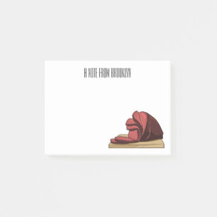 Ham tecknad illustration post-it block