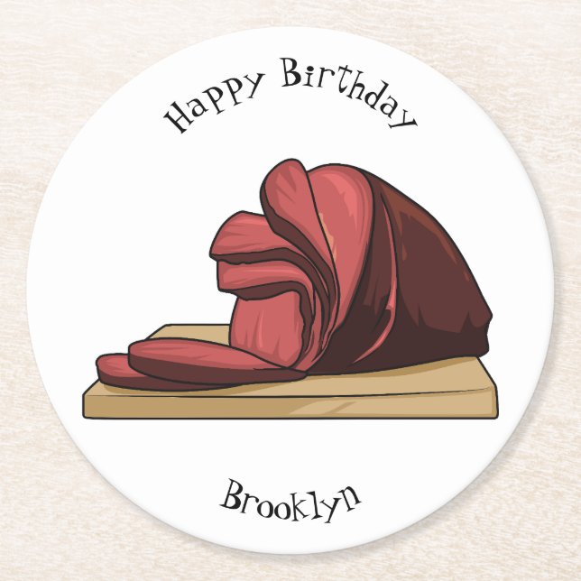 Ham tecknad illustration underlägg papper rund (Framsidan)