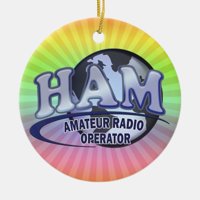 HAM WORLD LOGOTYP Amateur Radio Julgransprydnad Keramik (Framsidan)