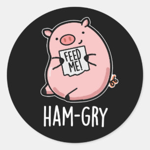 Ham-Younny Animal Gris Pun Mörk BG Runt Klistermärke