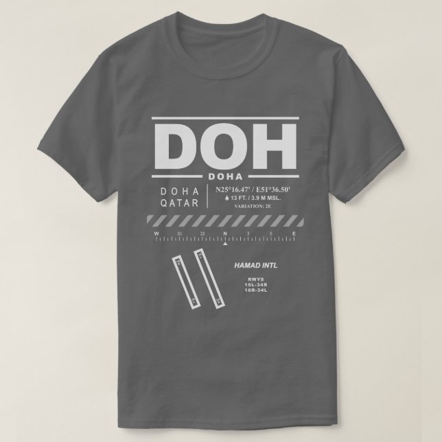 Hamad Internationell flygplats DOH T-Shrit Tee Shirt (Design framsida)