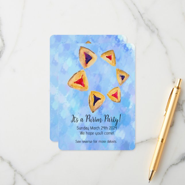 Hamantaschen Star Purim Party bjudandebock Tilläggskort (Fram/Back In Situ)