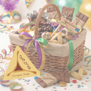 Hamantash Hamantaschen Hebreiska Glad Purim Triangelformat Klistermärke