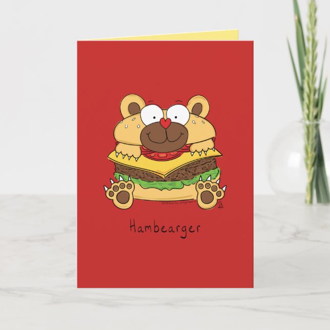 Hambearger - Funny Hamburger Bear Pun Card Kort (Framsida)