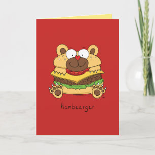 Hambearger - Funny Hamburger Bear Pun Card Kort
