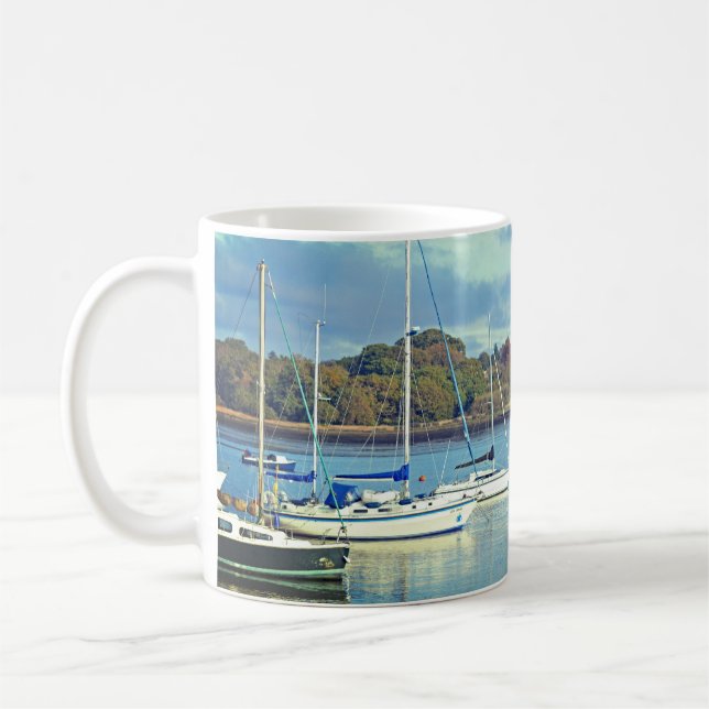 Hamble Le Ris Vatten Kant Hampshire Photo Kaffemugg (Vänster)