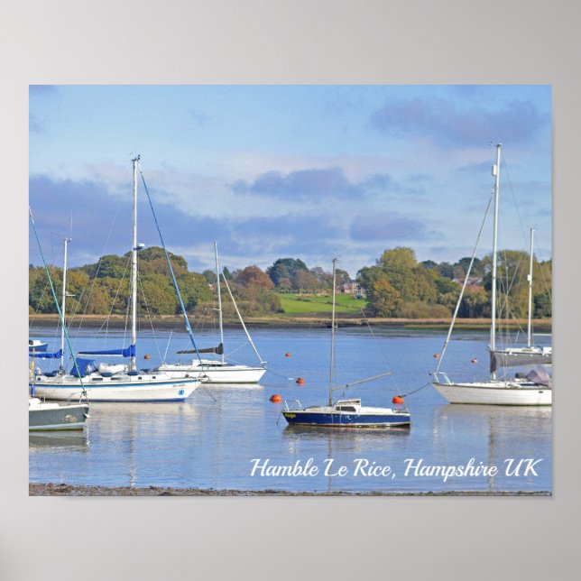 Hamble Le Ris Vatten Kant Hampshire Poster (Framsidan)