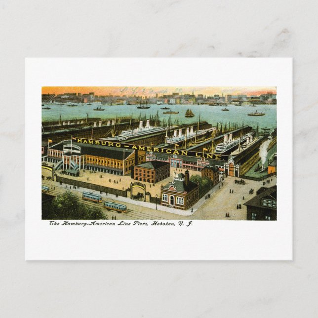 Hamburg-American Line, Hoboken, New jersey Vykort (Framsida)