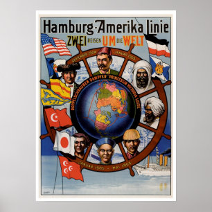 Hamburg Amerika fodrar vintagefraktannonseringen Poster