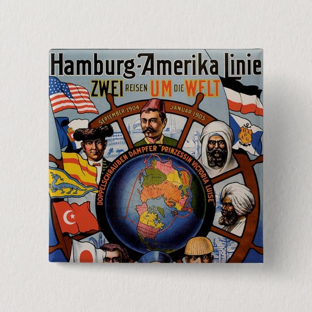 Hamburg Amerika Line Poster Knapp (Framsida)