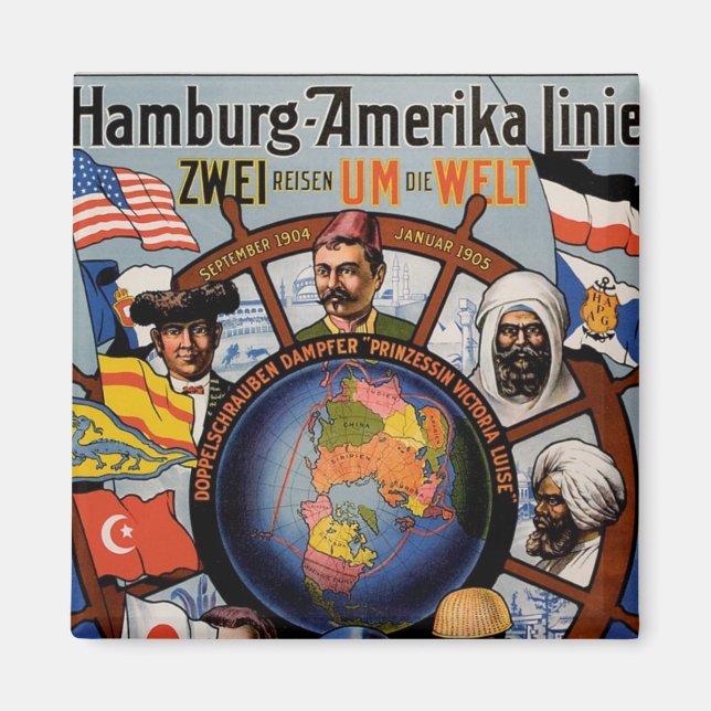 Hamburg Amerika Line Poster Magnet (Framsidan)