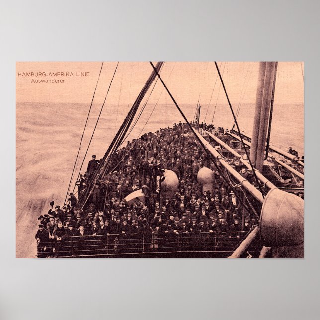 Hamburg Amerika Linie, Auswanderer EMigration 1910 Poster (Framsidan)