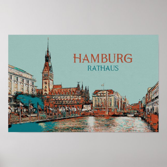 Hamburg City Hall District-illustration Poster (Framsidan)