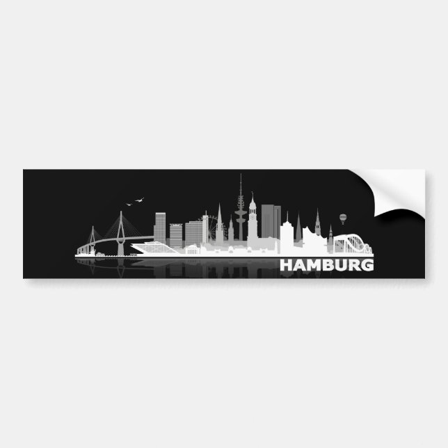 Hamburg City Skyline Autoaufkleber / Aufkleber Bildekal (Framsidan)