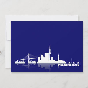 Hamburg City Skyline Karte /Klappkarte/Einladung Inbjudningar